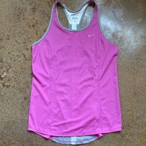 NIKE DRI-FIT pink, white, and grey racerback‎ workout running tank top